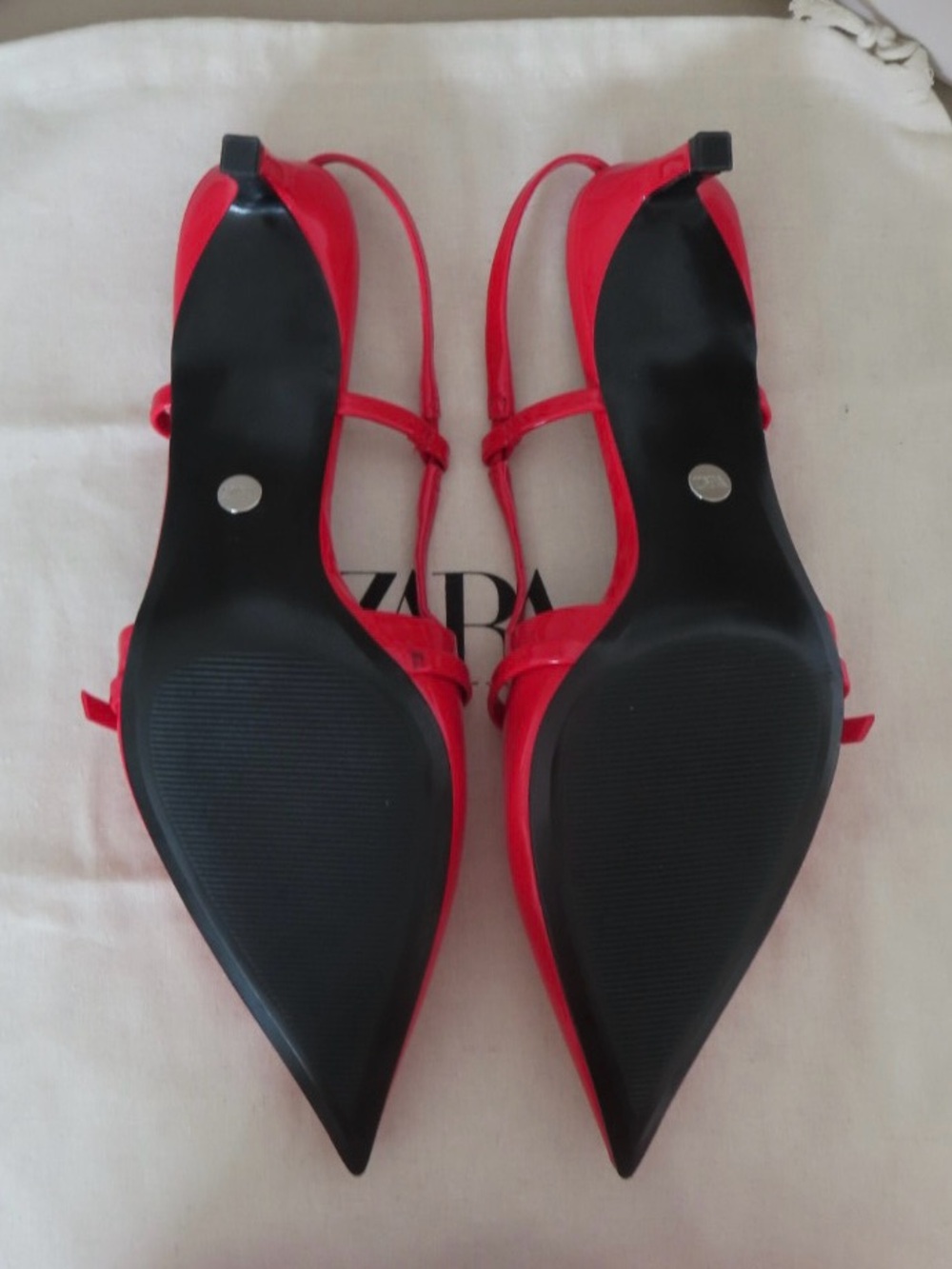 Zara Red Patent Pointed Slingback Heels with Sling Strap - Picture 7 of 7